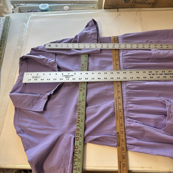 Appleseeds Womens Lavender Midi Dress Shift Full Button Large Cotton Modest - Picture 5 of 8